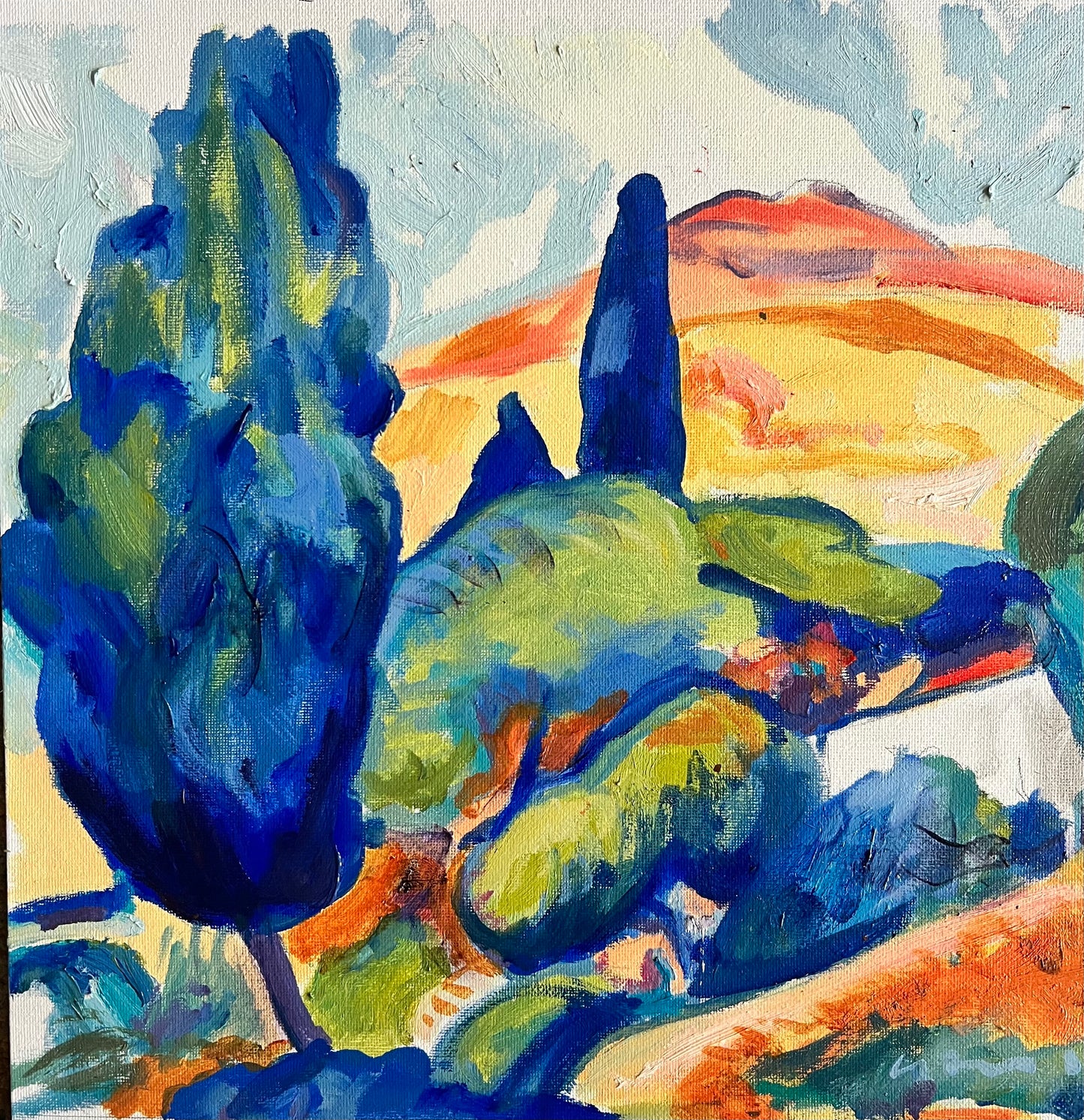 Blue Cypress Tree Study